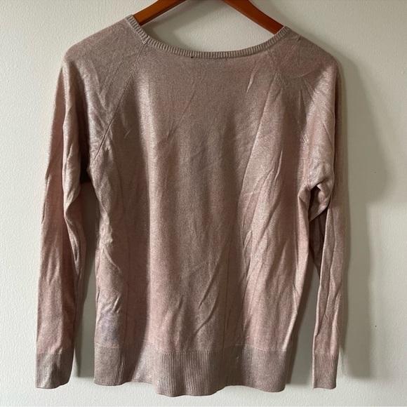 Zara Iridescent Dusty Pink Long-Sleeve Knit Top - Picture 3 of 4